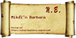 Mikán Barbara névjegykártya
